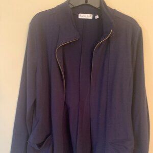 Habitat Navy Jacket, Zipper, Pockets, Swooped Detail in Back